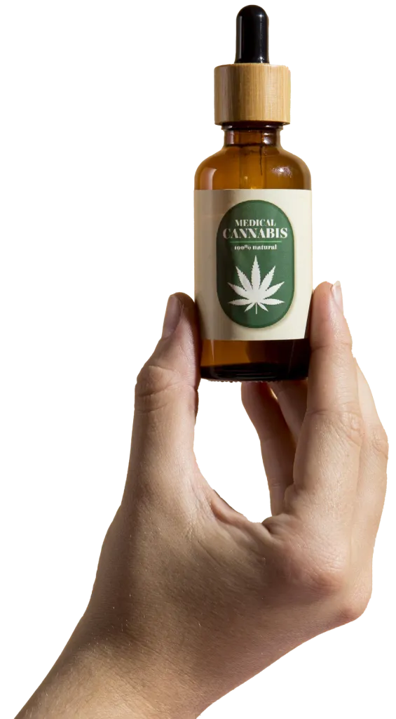 Premium CBD Oil — hand holding bottle